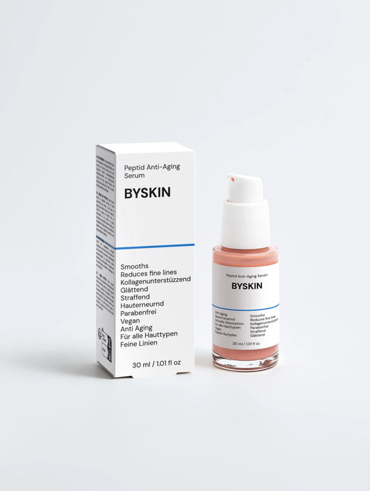 BYSKIN Peptid Anti-Aging Serum – hochwirksames Anti-Falten Serum mit Peptiden für straffere, glatte und jugendliche Haut, luxuriöse Naturkosmetik im eleganten Flakon